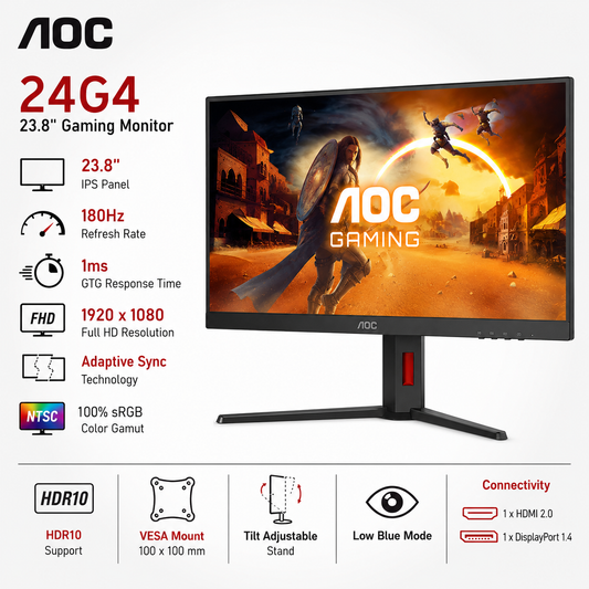 AOC 24G4 23.8" IPS 180Hz 1ms Gaming Monitor (1920X1080) (24G4)