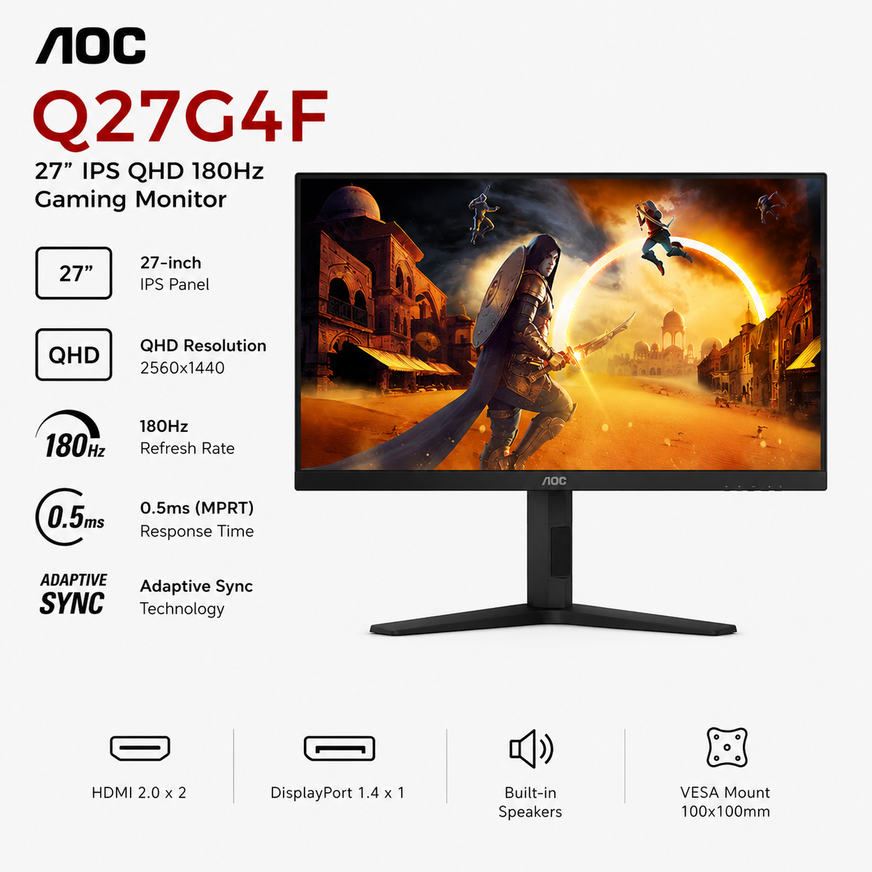 AOC Q27G4F 27" IPS QHD 180Hz 0.5ms (2560x1440) (Q27G4F)