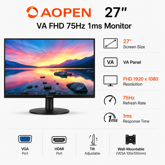 AOPEN 27" VA FHD 75Hz 1ms Monitor (27SA2-H)