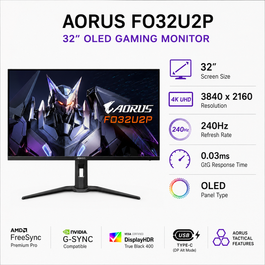 AORUS FO32U2P 32" OLED GAMING MONITOR (GP-AORUS-FO32U2P-AP)