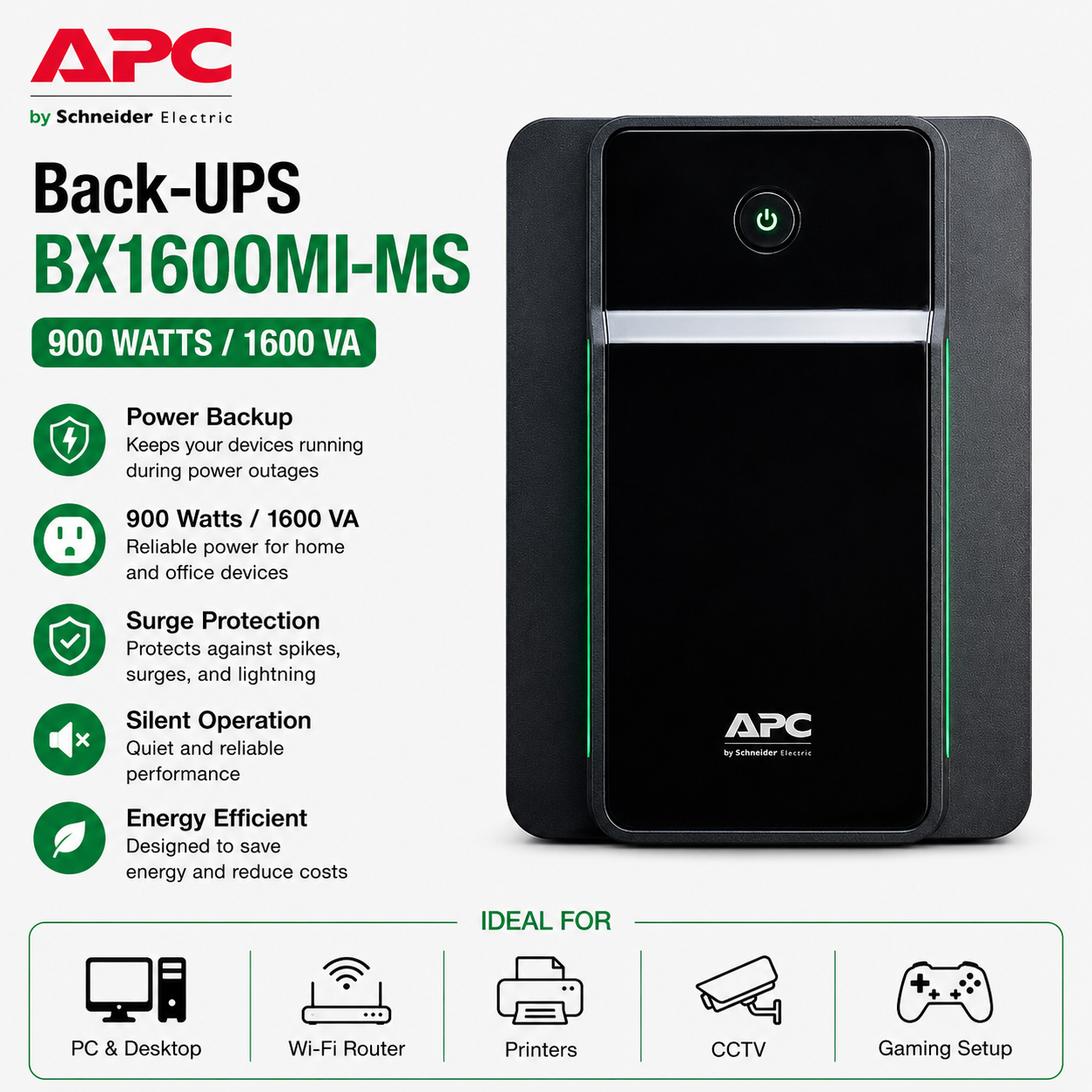 APC Back-UPS BX1600MI-MS 900WATTS/1600VA (BX1600MI-MS)