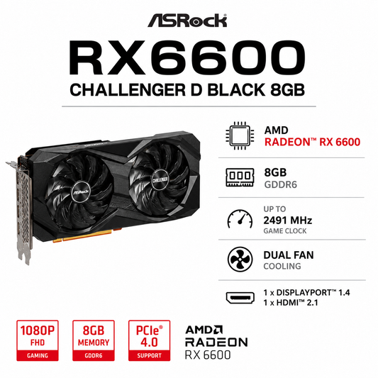 ASROCK RX6600 CHALLENGER D BLACK 8GB (RX6600 CLD 8G)
