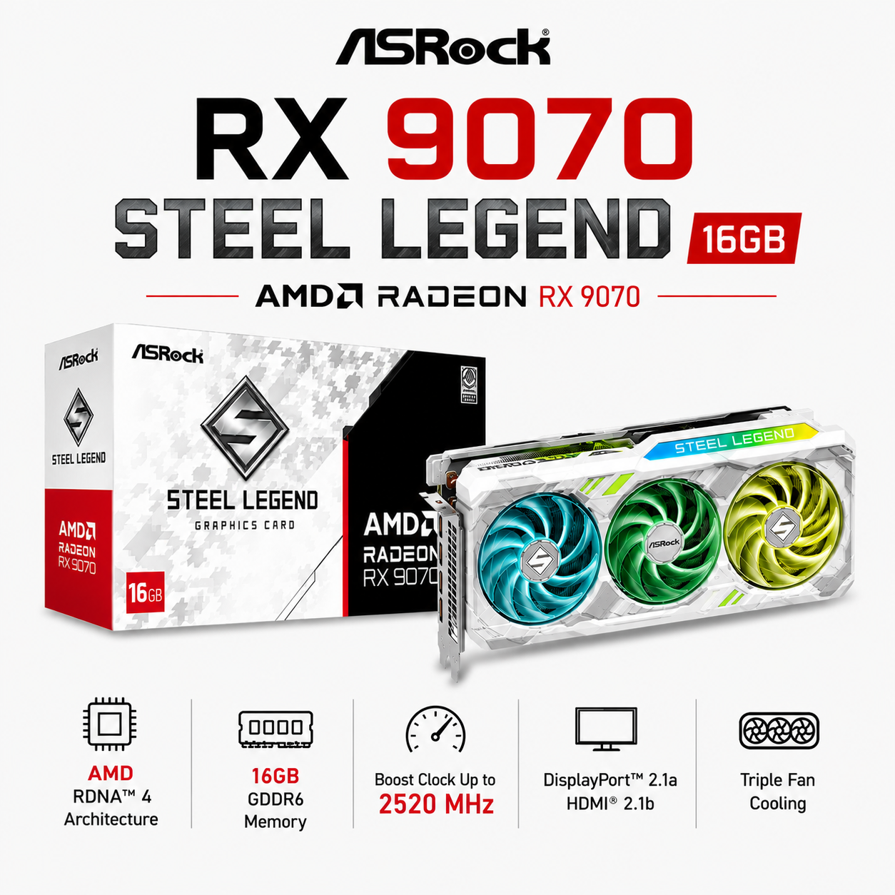 ASROCK RX9070 STEEL LEGEND 16GB (RX9070 SL 16G)