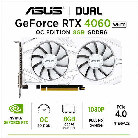 ASUS Dual GeForce RTX 4060 White OC Edition 8GB GDDR6 (DUAL-RTX4060-O8G-WHITE)
