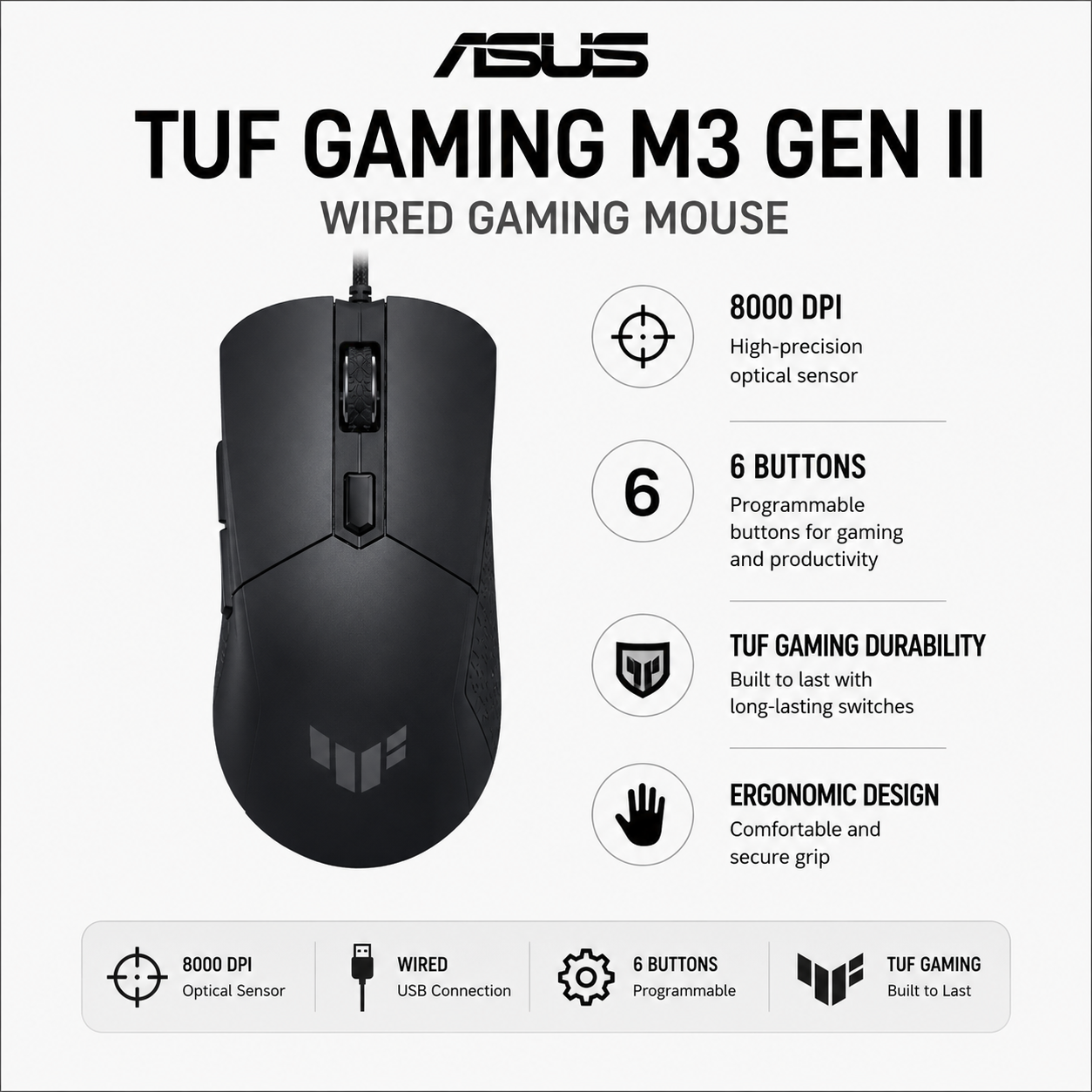 ASUS P309 TUF GAMING M3 GEN II//MS,3318,6 BUTTONS,8000DPI (P309-TUF-GAMING-M3-GEN-II)