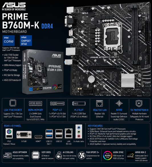 ASUS PRIME B760M-K DDR4 (PRIME-B760M-K-D4)