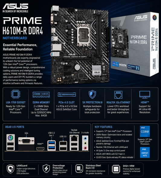 ASUS PRIME H610M-R DDR4 (PRIME-H610M-R-D4)
