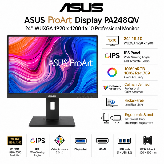 ASUS ProArt Display PA248QV 24" WUXGA 1920 x 1200 16:10 Professional Monitor (PA248QV)