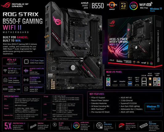 ASUS ROG STRIX B550-F GAMING WIFI II Motherboard (ROG-STRIX-B550-F-GAMING-WIFI-II)