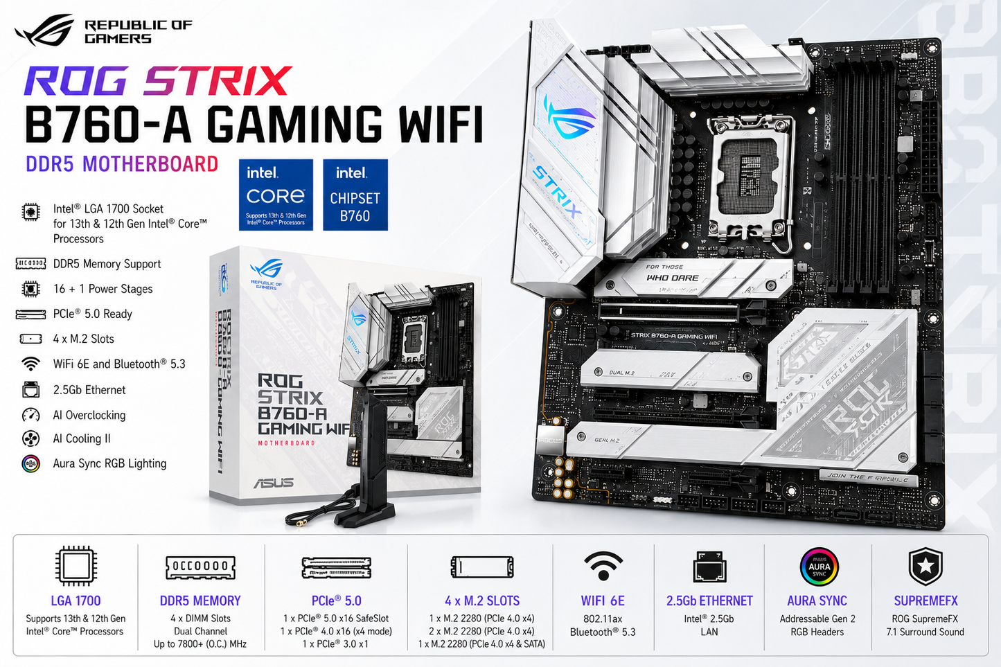 Asus ROG Strix B760-A Gaming WiFi DDR5 Motherboard (ROG-STRIX-B760-A-GAMING-WIFI)