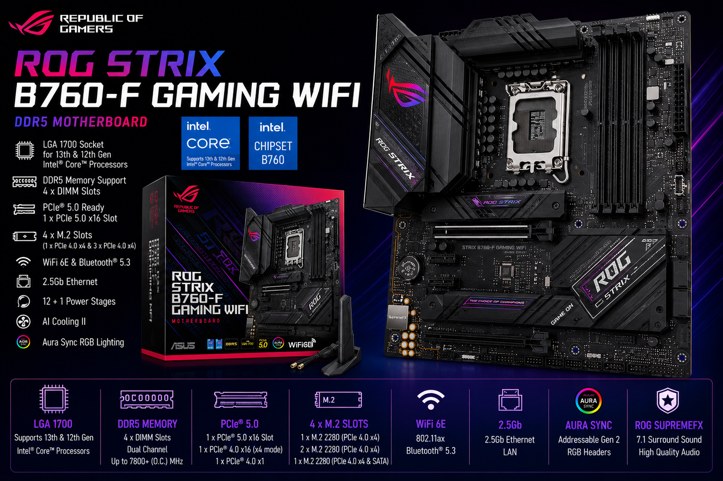 ASUS ROG STRIX B760-F GAMING WIFI DDR5 (ROG-STRIX-B760-F-GAMING-WIFI)