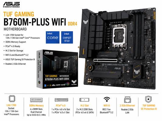 ASUS TUF GAMING B760M PLUS WIFI DDR4 (TUF-GAMING-B760M-PLUS-WIFI-D4)