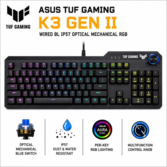 ASUS TUF GAMING K3 GEN II WIRED BL IP57 OPTICAL MECHANICAL RGB (RA07-TUF-K3-GENII-BL)