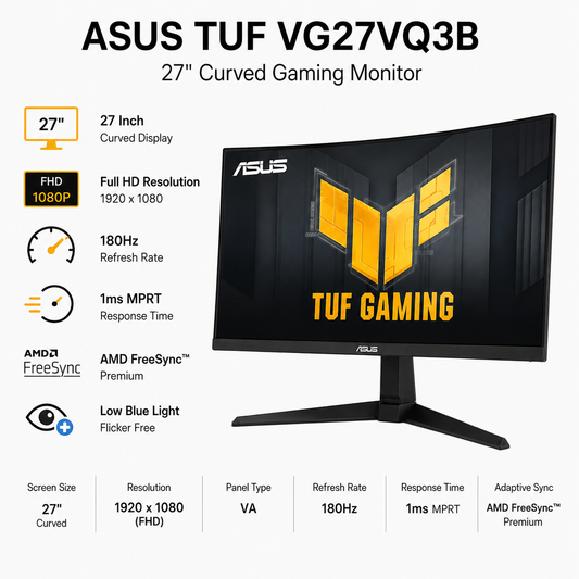 ASUS TUF VG27VQ3B (Curved ,180Hz ) (VG27VQ3B)