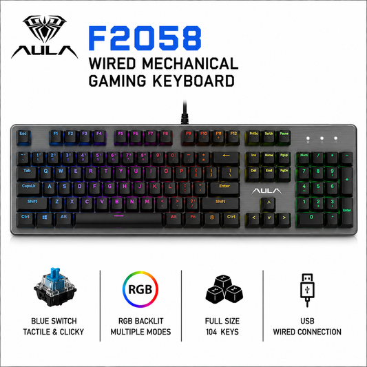 AULA F2058 Wired Mechanical Gaming Keyboard (F2058)