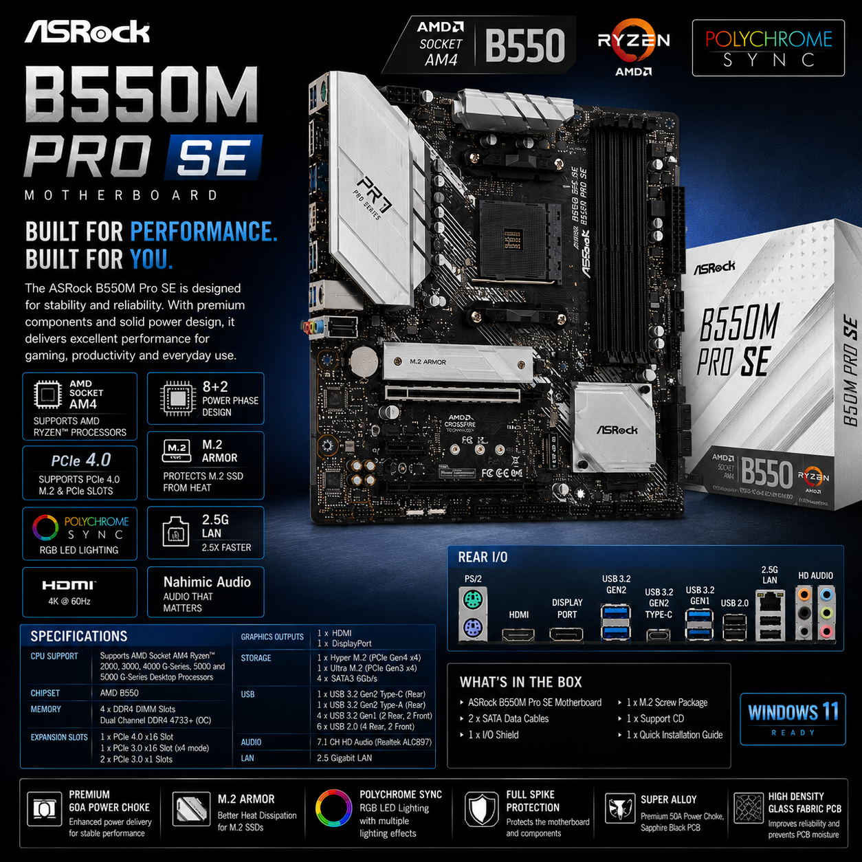 Asrock B550M Pro SE Motherboard (B550M Pro SE)