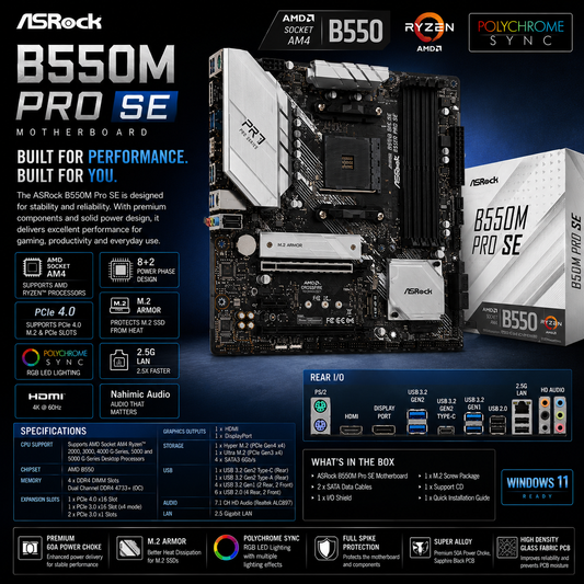 Asrock B550M Pro SE Motherboard (B550M Pro SE)