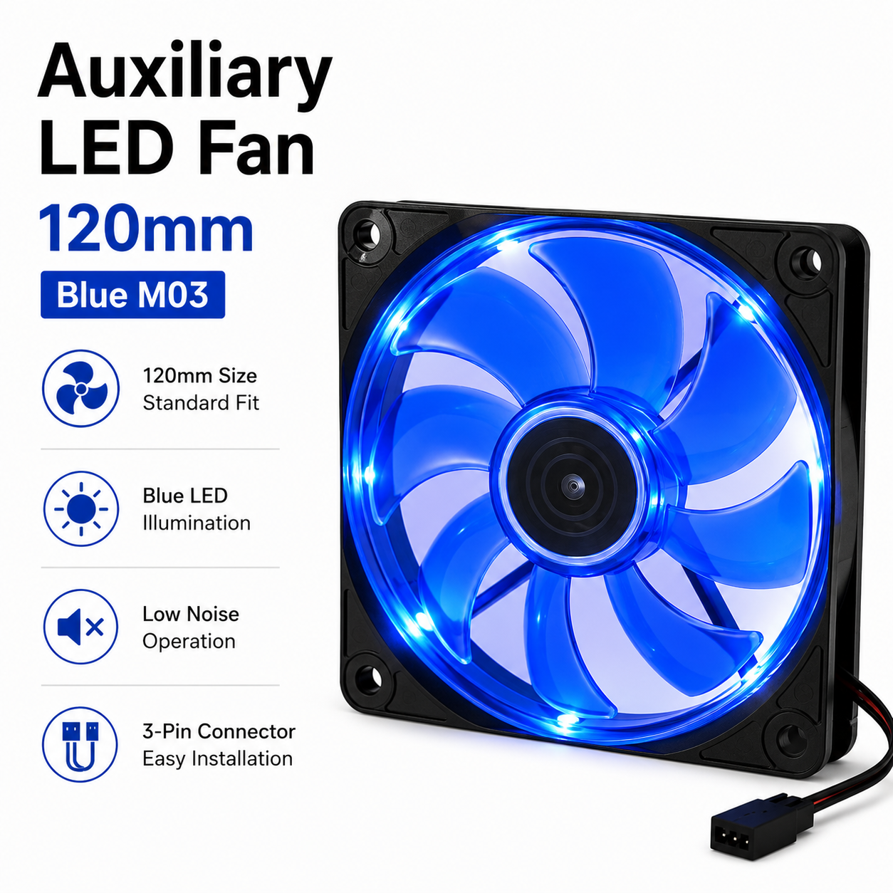 Auxiliary LED Fan 120mm Blue M03 (M03)