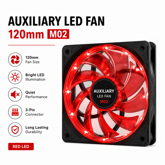 Auxiliary LED Fan 120mm Red M02 (M02)