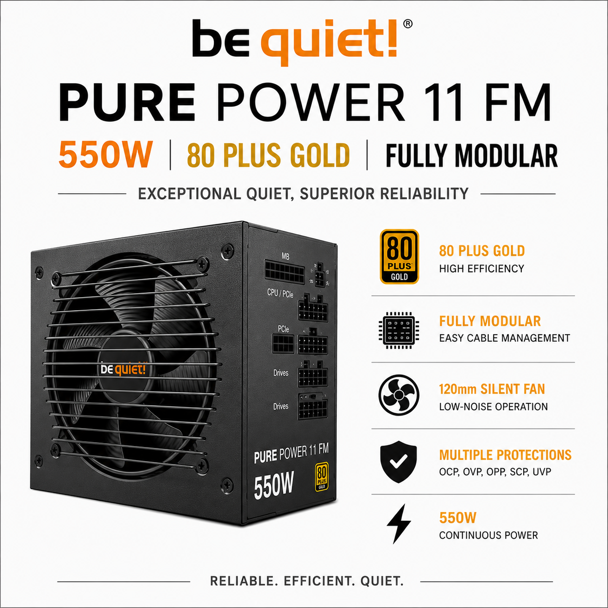 Be Quiet! Pure Power 11 FM - 550W 80 Plus Gold Fully Modular (BN318)