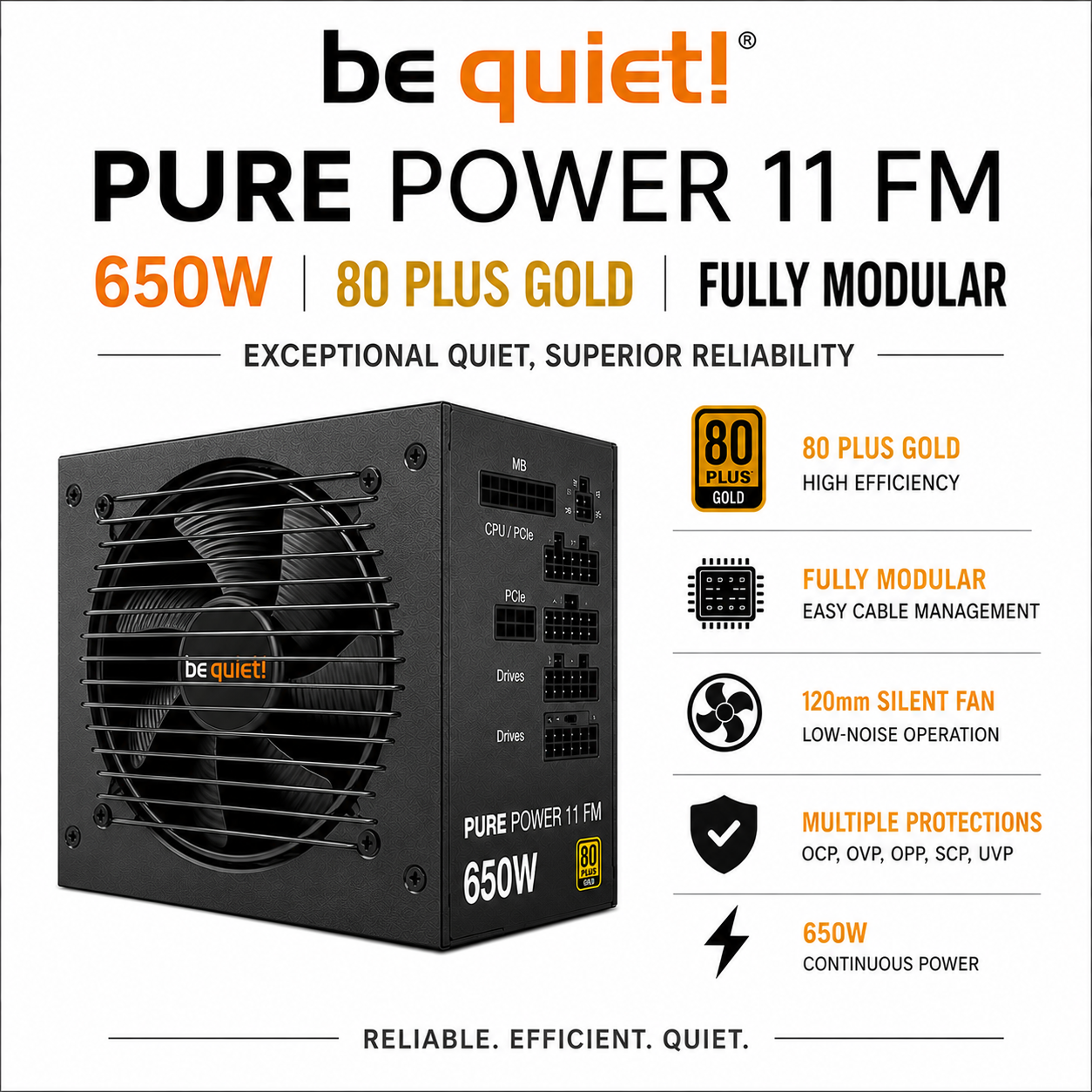 Be Quiet! Pure Power 11 FM - 650W 80 Plus Gold Fully Modular (BN319)