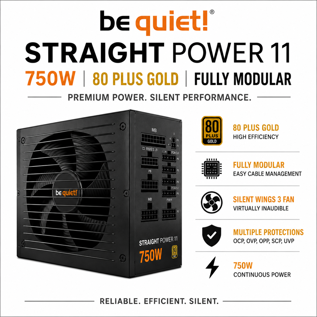 Be Quiet! Straight Power 11 - 750W 80 Plus Gold Fully Modular (BN283)