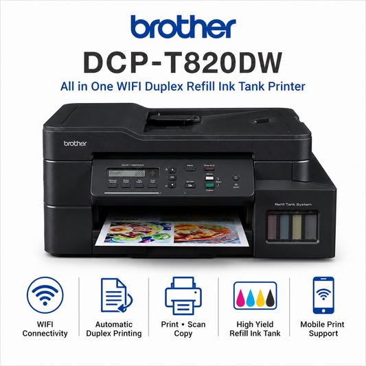 Brother DCP-T820DW All in One WIFI Duplex Refill Ink Tank Printer (DCP-T820DW)