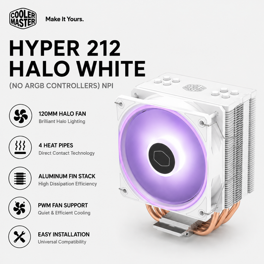COOLERMASTER HYPER 212 HALO WHITE (no ARGB controllers) NPI (RR-SAWW-20PA-R1)
