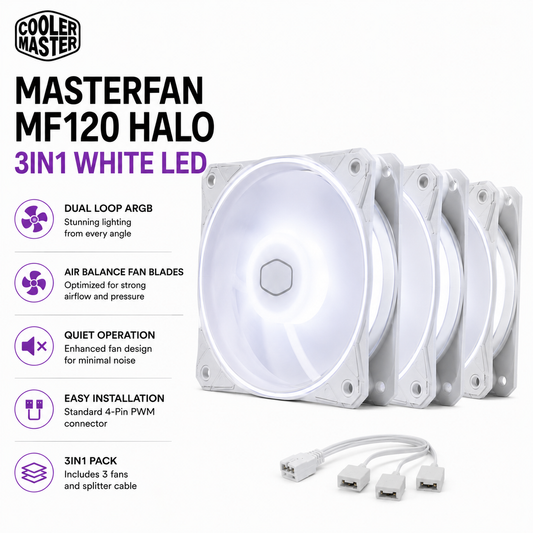 COOLERMASTER MASTERFAN MF120 HALO 3IN1 WHITE LED (MFL-B2DW-183PA-R1)