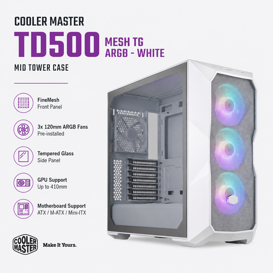 COOLERMASTER TD500 MESH TG Case ARGB - white (MCB-TD500-WH-KGNN-S00)