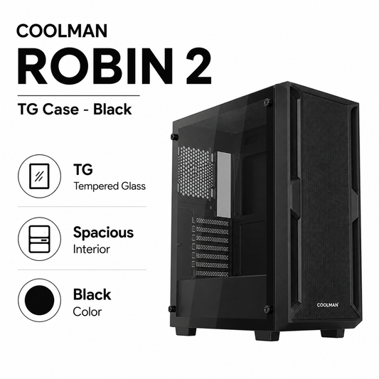 COOLMAN ROBIN 2 TG Case - Black (CM-ROBIN2-BK)