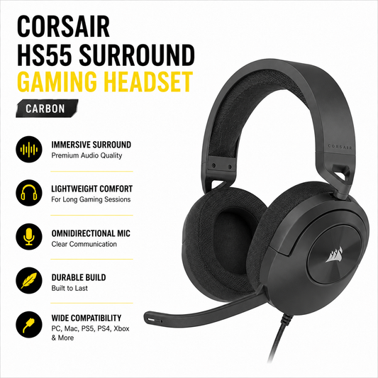 CORSAIR HS55 Surround Gaming Headset , Carbon (CW-9060054-WW)