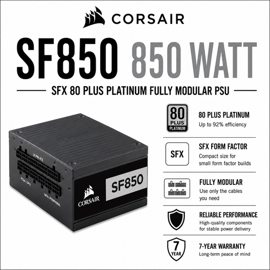 CORSAIR SF850 850 WATT SFX 80 PLUS PLATINUM FULLY MODULAR PSU (MF1725)