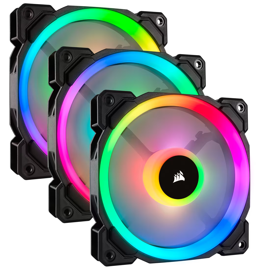 CORSAIR LL120 RGB 120MM DUAL LIGHT LOOP RGB LED PWM FAN - 3 FAN PACK WITH LIGHTING NODE PRO