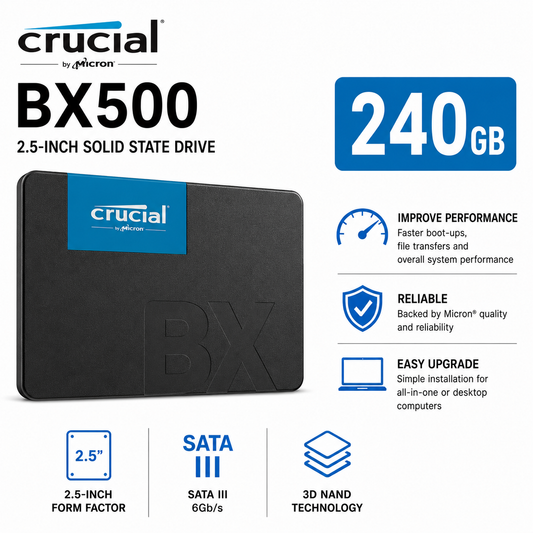 CRUCIAL BX500 240GB 3D NAND SATA 2.5 inch SSD (CT2000BX500SSD1)