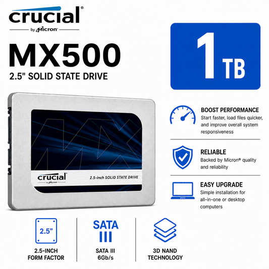 CRUCIAL MX500 1TB 3D NAND SATA 2.5" SSD (CT250MX500SSD1)