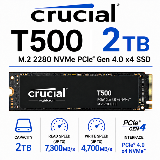 CRUCIAL T500 2TB M.2 2280 NVMe PCIe Gen 4.0 x4 SSD (CT500T500SSD3)