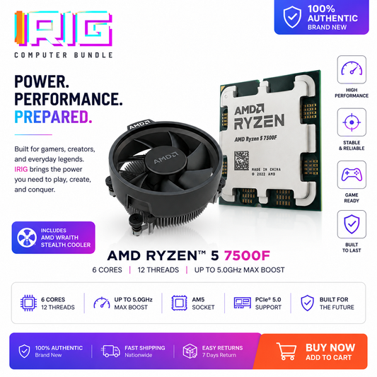 AMD RYZEN 5 7500F 6-Core 3.7 GHz Socket AM5 MPK (100-100001015BOX)