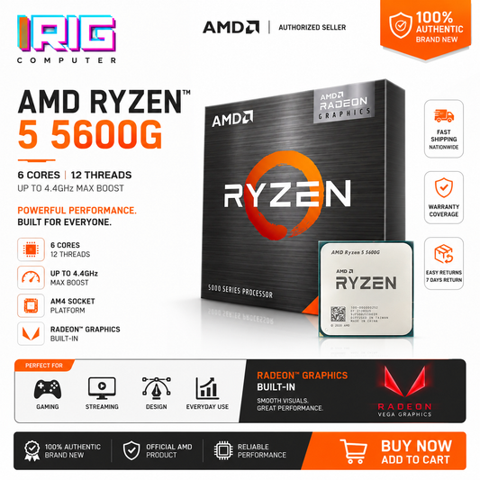 AMD RYZEN 5 5600G 6-Core 12-Thread 3.9-4.4 GHz Socket AM4 (Boxed) (100-100000252BOX)