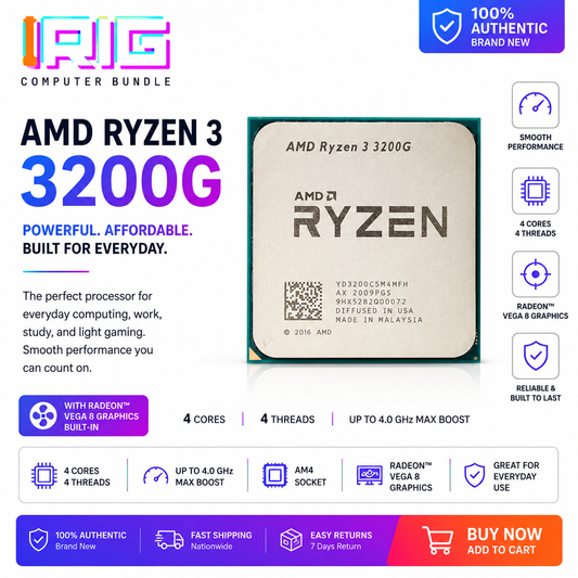 AMD RYZEN 3 3200G 4-Core 4-Thread 3.60-4.0GHZ 4MB (Boxed) (YD3200C5FHBOX)