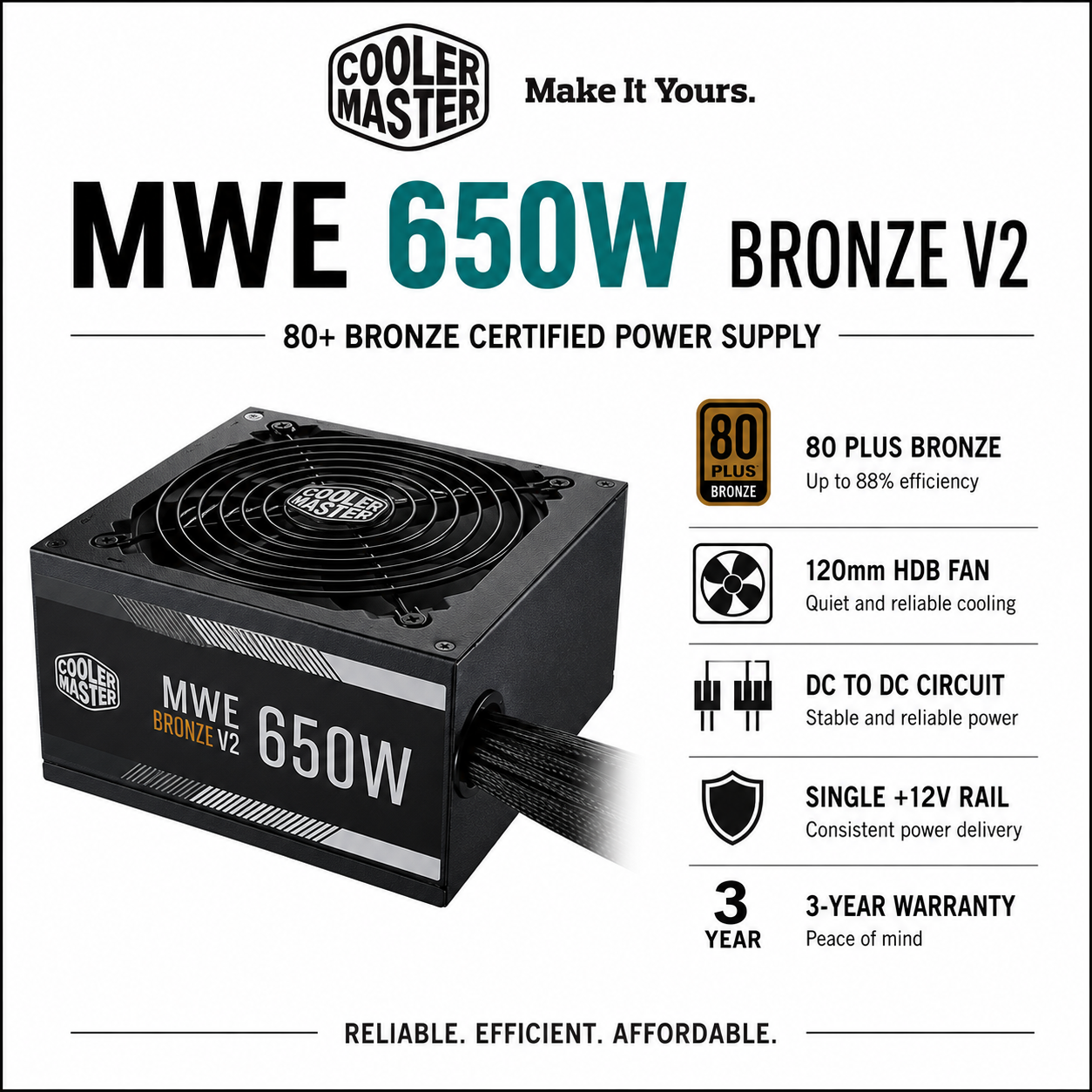 Cooler Master MWE 650W Bronze V2 80+ (MPE-6501-ACABW-BUS)