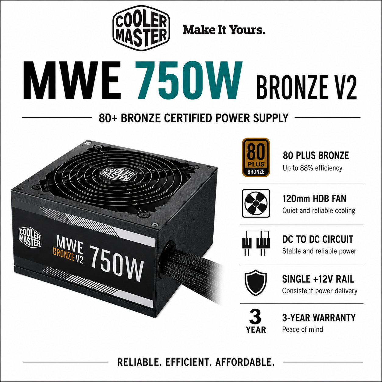 Cooler Master MWE 750W Bronze V2 80+ (MPE-7501-ACABW-BUS)