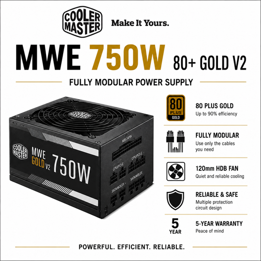 Coolermaster MWE 750w 80+ Gold V2 PSU Fully Modular (MPE-7501-AFAAG-3EU2)