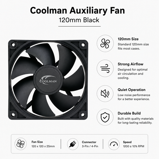 Coolman Auxiliary Fan 120mm Black (CM-AUX-FAN-120)