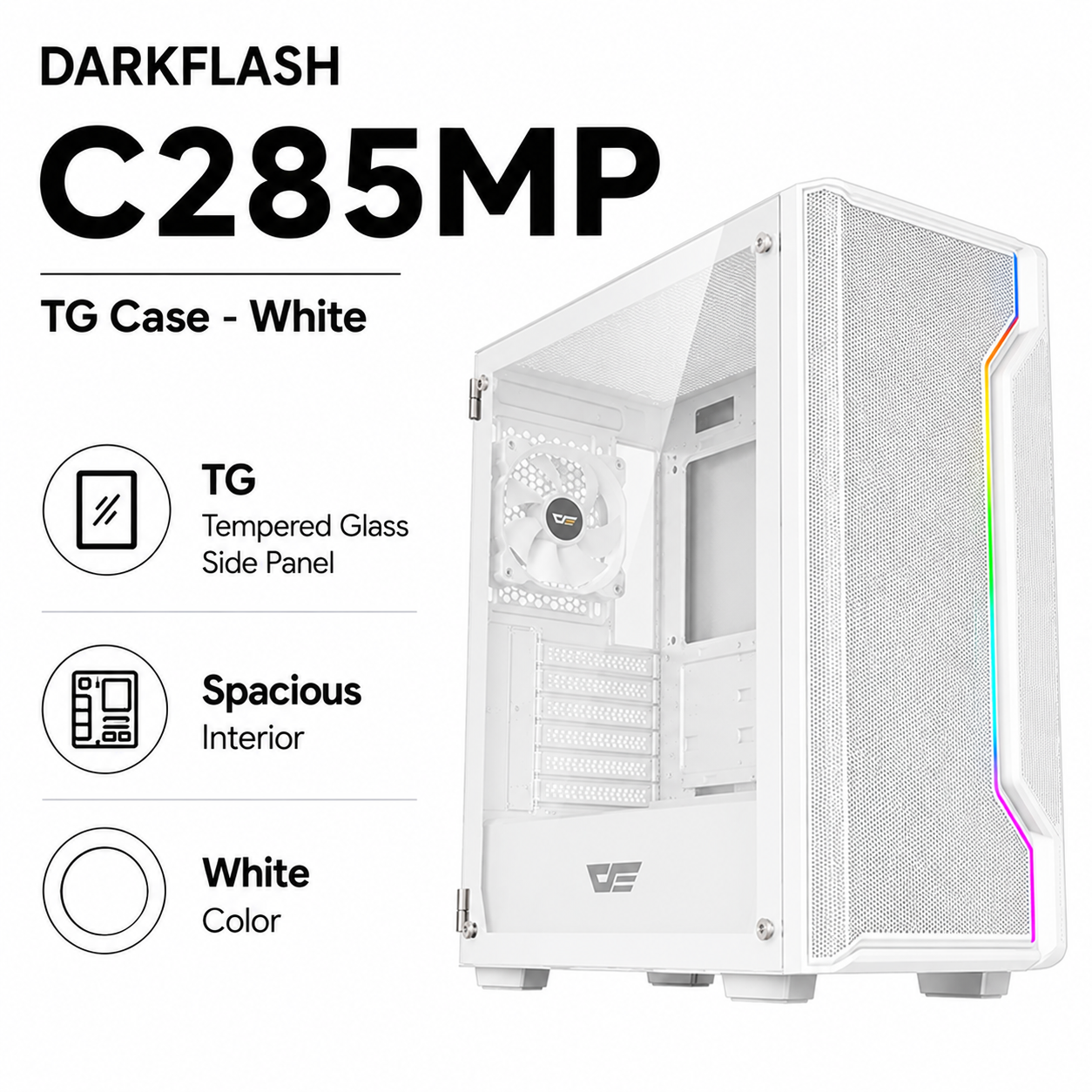 DARKFLASH C285MP TG Case White (C285P-BK)