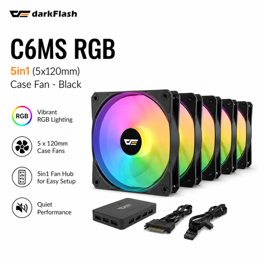 DARKFLASH C6MS RGB 5in1 (5x120mm) Case Fan - black (C6MS-5IN1-NEO)
