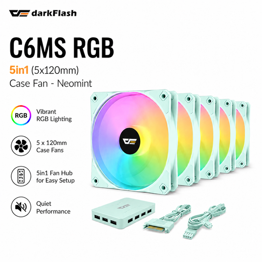 DARKFLASH C6MS RGB 5in1 (5x120mm) Case Fan - neomint (C6MS-5IN1-PNK)