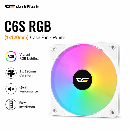 DARKFLASH C6S RGB (1x120mm) Case Fan - white (DARKAIR-PLUS-LT-BLACK)