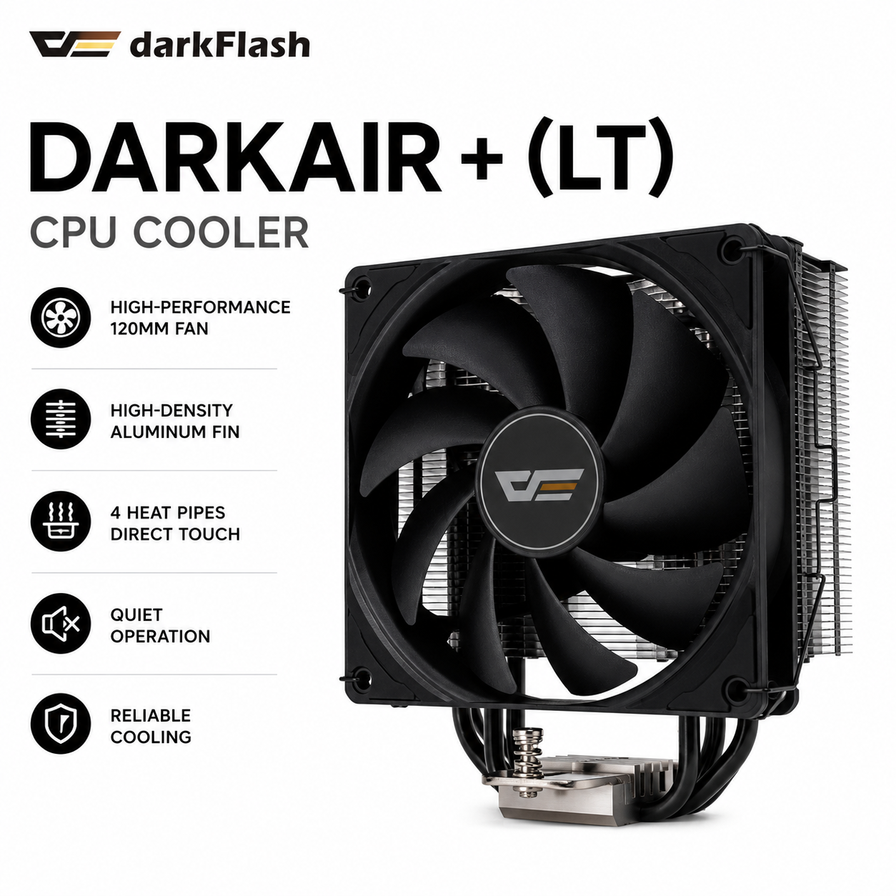 DARKFLASH DARKAIR + (LT) CPU Cooler - black (DARKAIR-PLUS-LT-WHITE)