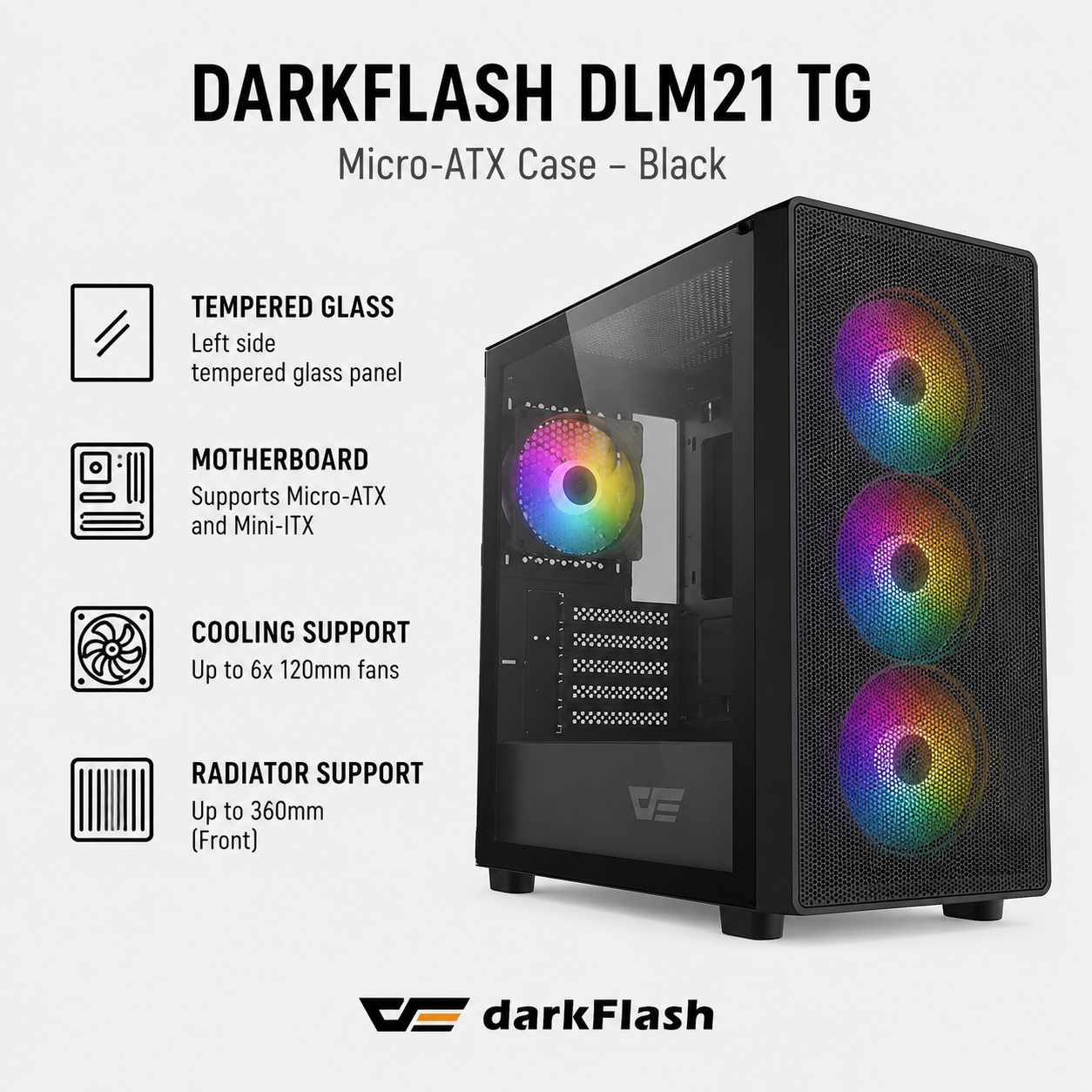 DARKFLASH DLM21 TG Case - black (DLM21-NM)